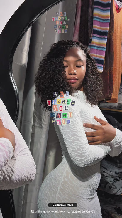 Furite – Robe longue à manches longues en velours avec coupe ajustée